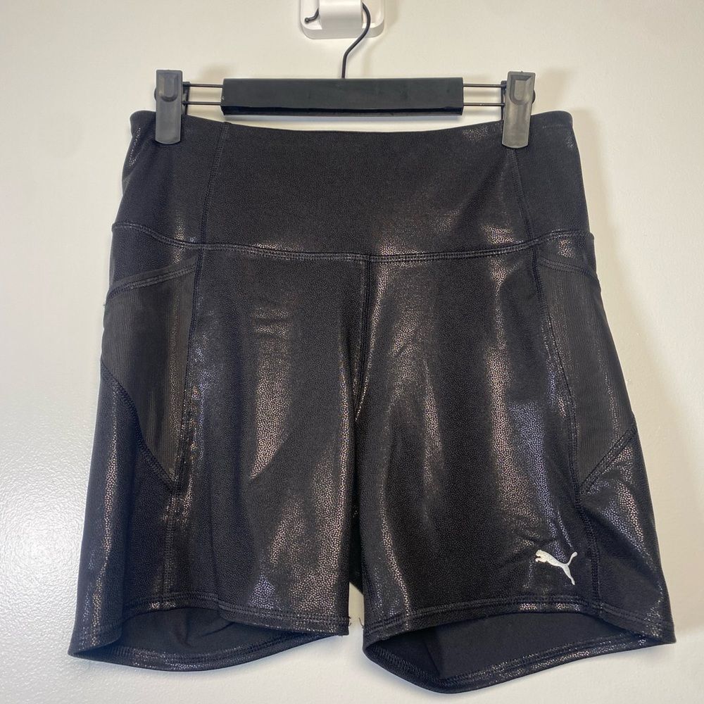 Puma Women's Metallic Black Athletic Shorts